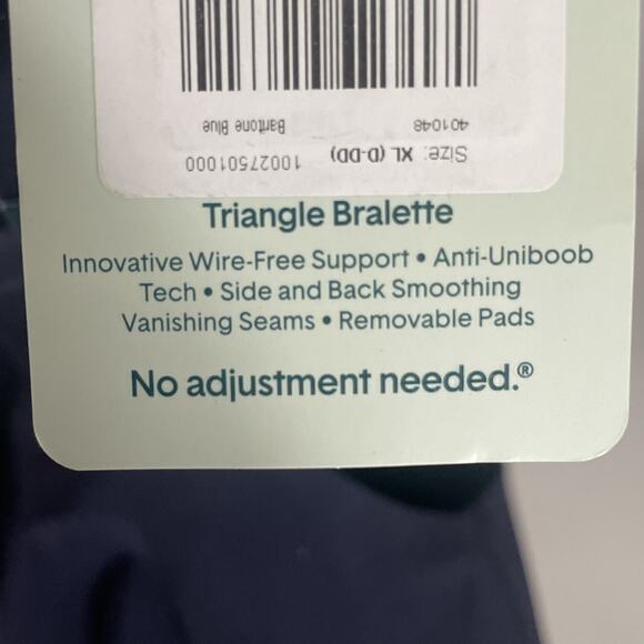 Tommy John Comfort‎ Smoothing Triangle Bralette Navy XL (D-DD) Wire Free T-Shirt - Picture 10 of 10
